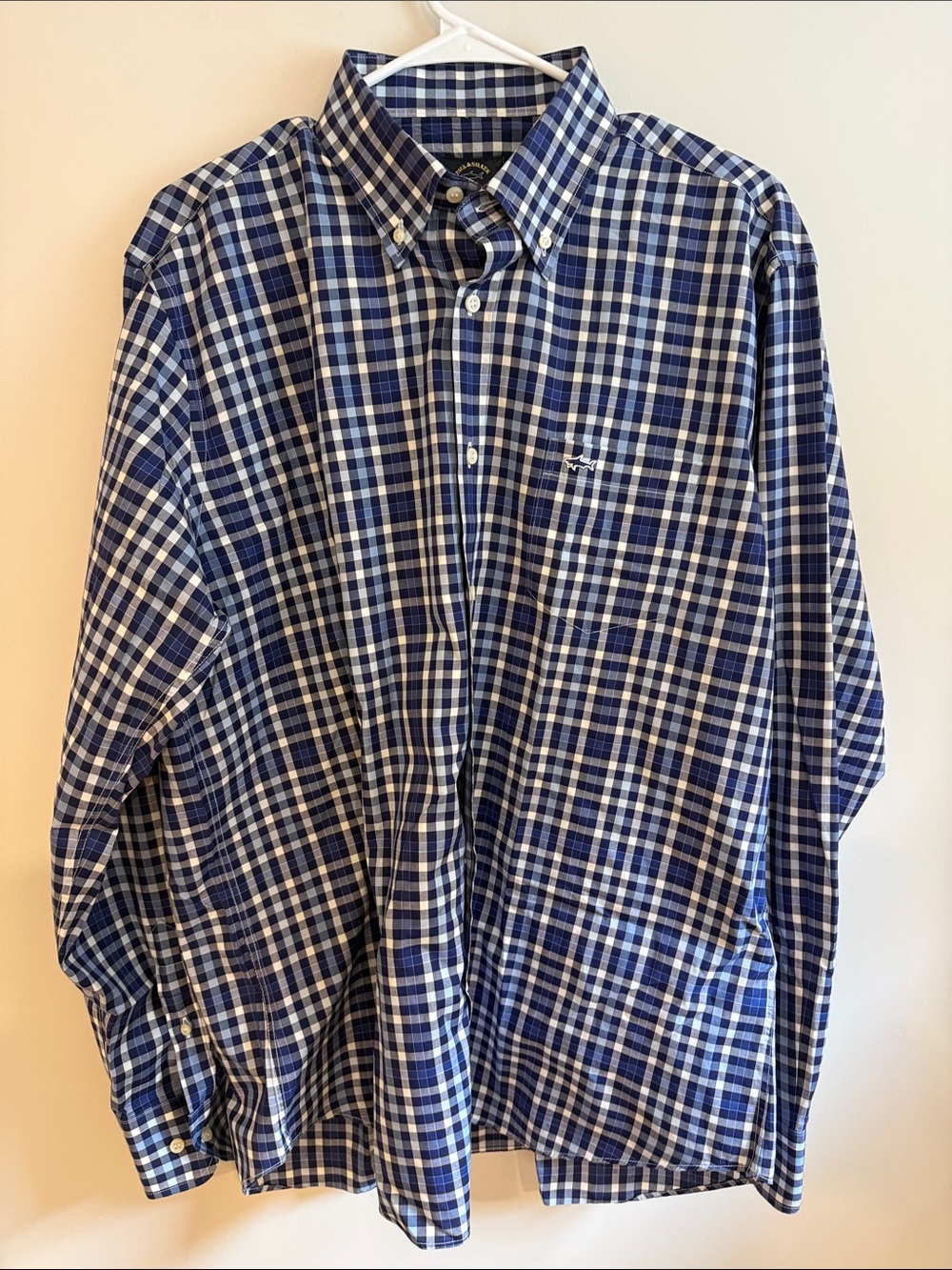 Paul & Shark Navy and White Plaid Button-Down Shirt